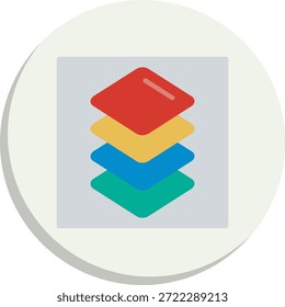 Layers Flat Circle Style Icon