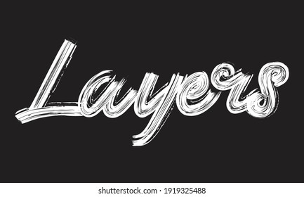 Layers Handwritten restaurant and kitchen Brush font phrase illustration script letter on the Black background for sayings