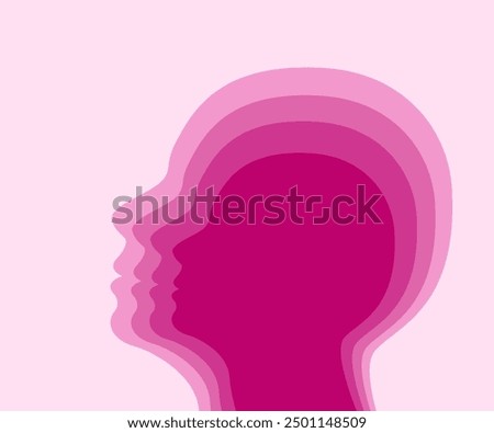 Layers of head. Paper cut out. Flat design. Banner. Place for text
