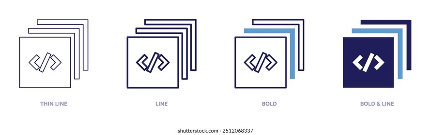 Layers icon in 4 different styles. Thin Line, Line, Bold, and Bold Line. Duotone style. Editable stroke.