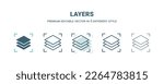 layers icon in 5 different style. Outline, filled, two color, thin layers icon isolated on white background. Editable vector can be used web and mobile
