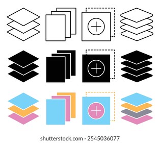 Layers icon collection on white background