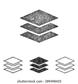 Layers icon design set - sketch line art