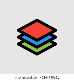 Layers icon in filled line style about essentials, use for website mobile app presentation