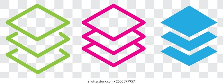 Layers icon flat line symbol set.