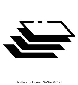 Layers icon Flat outline fill black and white