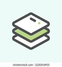  layers icon, isolated Graphic Design colored outline icon in light blue background, perfect for website, blog, logo, graphic design, social media, UI, mobile app