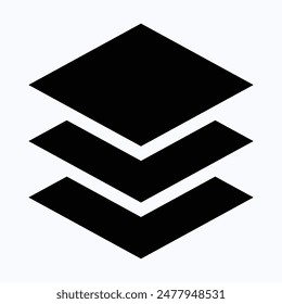 Layers Icon, Isolated Silhouette Vector Icon.