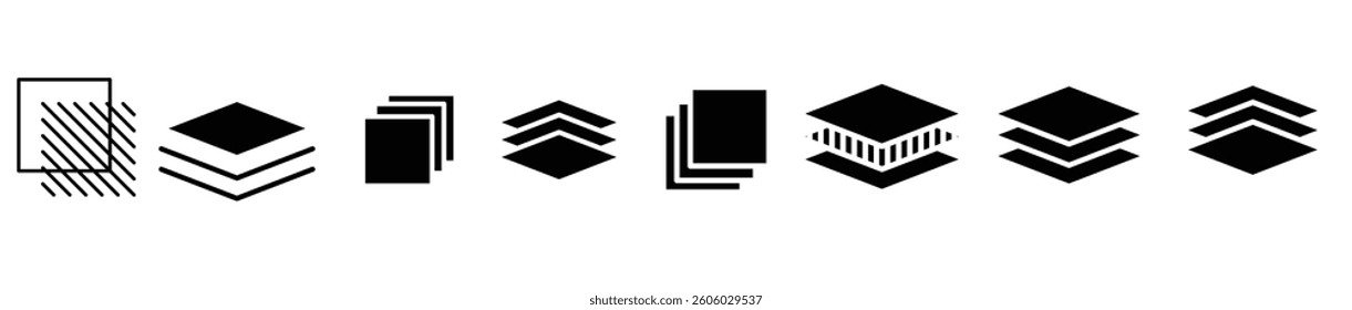 Layers icon. Layer line and flat icon set.