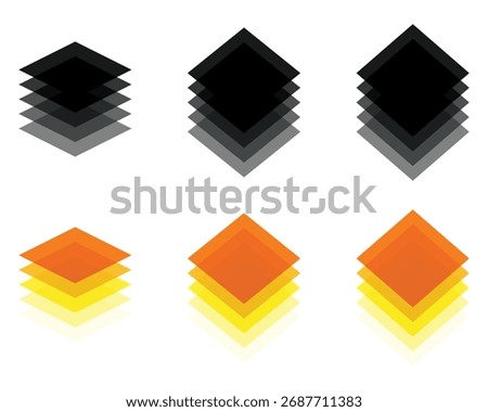 Layers icon. Layer icon, stacked layers, isometric view, clean lines, smooth surfaces, abstract. Vector simple illustration. 