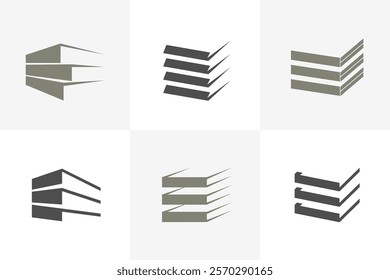 Layers icon logo background set board paper vector isolated
