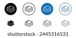 Layers icon set. 3 level fabric vector sign. three layer protection icon. multi layer material icon in black and blue color.