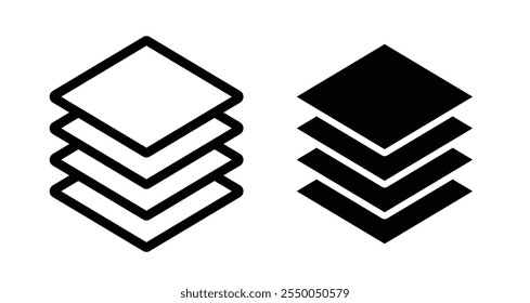 Layers Icon set in black filled and line.