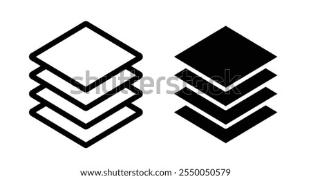 Layers Icon set in black filled and line.