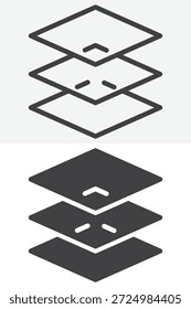 Conjunto de iconos de capas en diferentes estilos. Icono de línea, contorno y Vector sólido con trazo editable. Signo de pila y símbolo para el diseño, archivo e icono de interfaz.