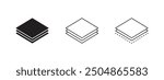 Layers icon set. Logos of paper layers line and levels, tiers for web. Fabric floor layers. Symbols of material stack. Vector. Surface levels pictogram, technology for business.