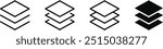 Layers icon set. Logos of paper layers line and levels, tiers for web. Fabric floor layers. Symbols of material stack. Surface levels pictogram, technology for business. Triple Layer Protection Symbol