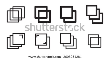 Layers icon set. multiple fabric material levels vector symbol. 3 fiber layers sign in black filled and outlined style.
