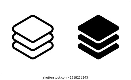 layers icon set, structure material fabric, texture properties, isolated on a white background.