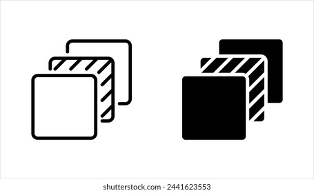 Layers icon set, Three levels stacked, vector illustration on white background