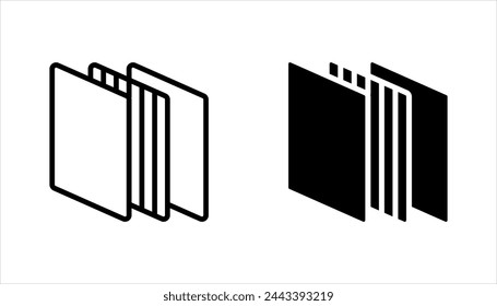 Layers icon set, Three levels stacked, vector illustration on white background