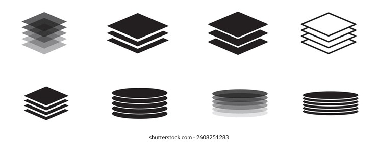 Layers icon set. Vector layers icon. Canvas icon