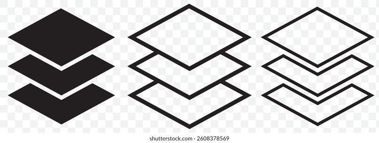 Layers icon set. Vector layers icon. Canvas icon. Layers icon . Vector illustration on Transparent Background. EPS 10.