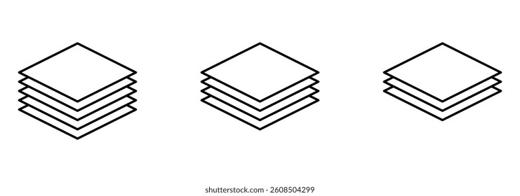 Layers icon set. Vector layers icon. Canvas icon. Layer icons for paper, carpet, floor and level.