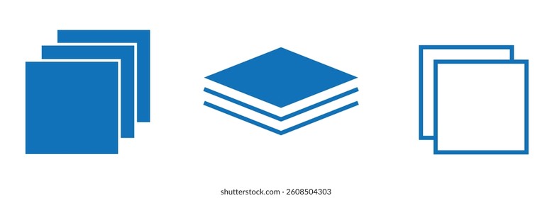 Layers icon set. Vector layers icon. Canvas icon. Layer icons for paper, carpet, floor and level.