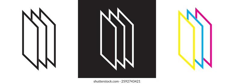 layers icon. stack , copy, more photos icon. Isolated on white and black background. Vector illustration. EPS 10