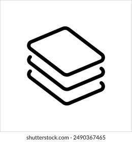 Icono de capas, estructura de tejido material, propiedades de textura, aislado sobre un fondo blanco.