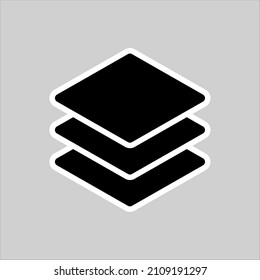 Layers icon symbol vector on white background. Three levels stacked on top of each other
