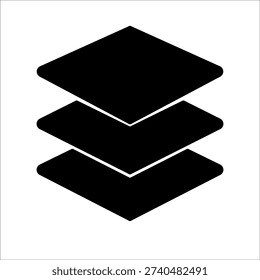 Layers icon symbol vector on black background.