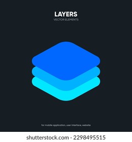 Layers icon, Three levels stacked on white background. Layer symbol for UI UX, website or mobile app icon.
