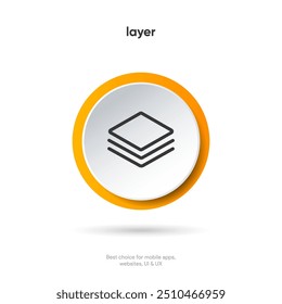 Layers icon, Three levels stacked on white background. Layer symbol for UI UX, website or mobile app icon.