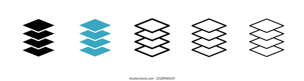 Conjunto de Ilustraciones vectoriales de iconos de capas