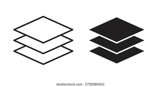 Ebenensymbole mit schwarzer Farbe in verschiedenen Stilen