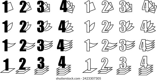 Layers icons collection. Vector signs with stack of layers.