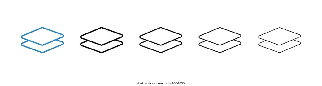 Layers icons in five different stroke sizes