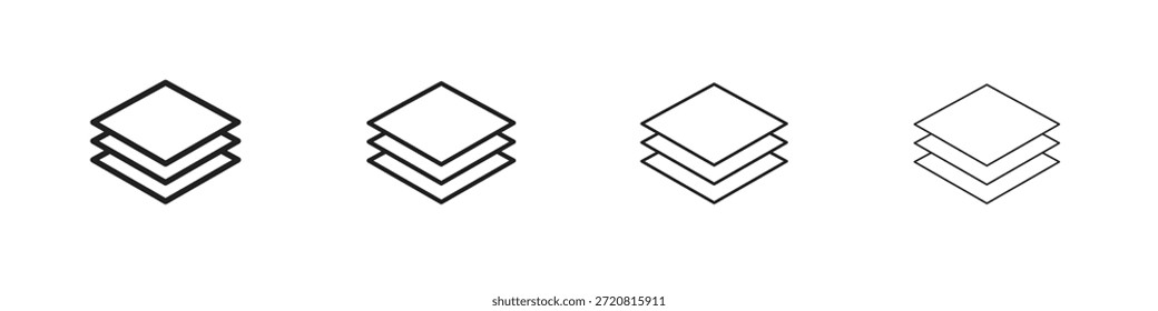 Ebenensymbole umreißen das schwarze Vektordesign. Linie mit editierbarem Strich.