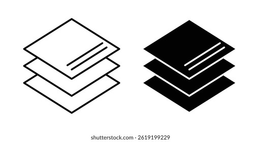 Layers icons set in black colors on white background