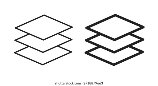 Ebenensymbole einzeln auf weißem Hintergrund, flache Vektorgrafik.