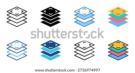 Layers icons set multiple style collection. Editable stroke 
