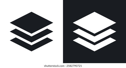 Layers icons set vectors black and colored style