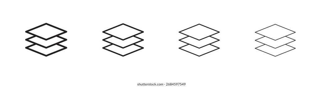Layers icons. thin line symbols in strokes