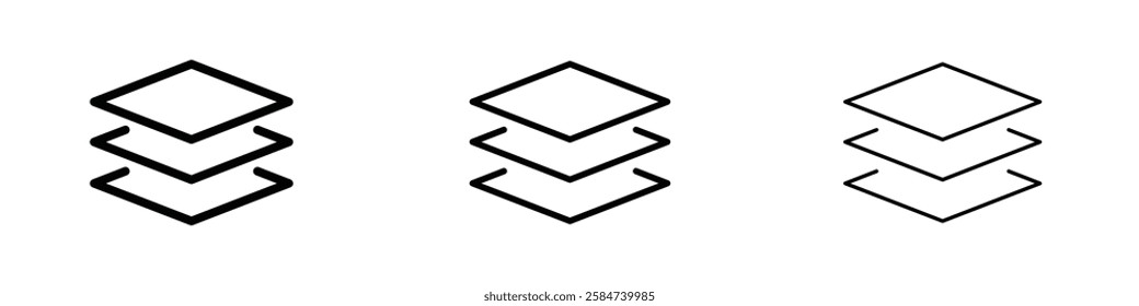 Layers icons in three different stroke lines