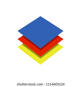 layers in the illustrator colored icon on white background
