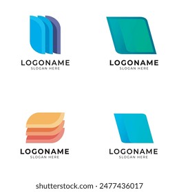 Layers logo icon set vector