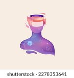 Layers of the mind - psychological concept illustration. Brain, neuroscience and creative mind poster, cover