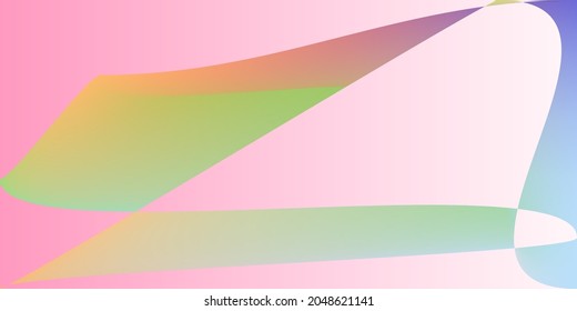 Layers Minimal Dynamic Pastel Smooth Surface. Smooth Pink Technology Digital Illustration. Fluid Rainbow Multicolor Neon Psychedelic Gradient Mesh. Shape Futuristic Modern Color Office Background.